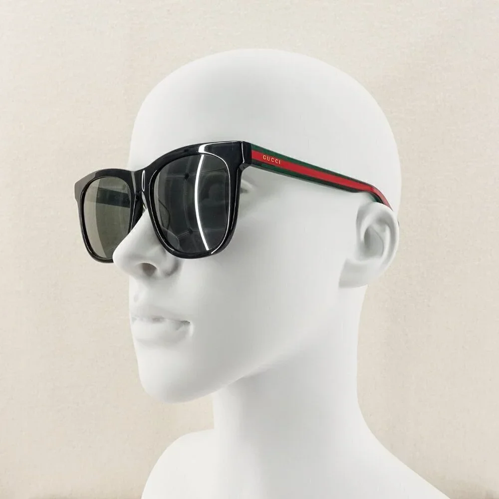 Gucci GG0057 Square Sunglasses Black Green OS